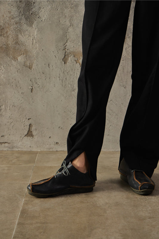 Trippen Furrow Leather Derby Shoes灰綠色綁帶皮鞋