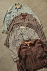 1950s CONMATIC Zipper Windowpane Gabardine  Jacket 50年代 窗格紋短版休閒外套 復古黃銅拉鍊