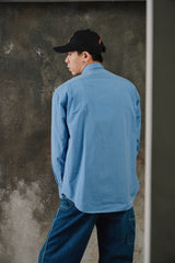 KAPTAIN SUNSHINE Semi Spread Collar Shirt 日本設計師品牌 藍白條紋絹棉混紡寬鬆長袖襯衫