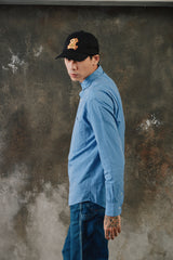 KAPTAIN SUNSHINE Semi Spread Collar Shirt 日本設計師品牌 藍白條紋絹棉混紡寬鬆長袖襯衫