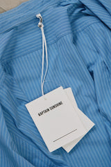 KAPTAIN SUNSHINE Semi Spread Collar Shirt 日本設計師品牌 藍白條紋絹棉混紡寬鬆長袖襯衫
