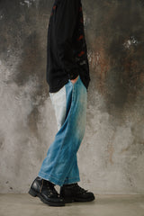 Porter Classic Hickory Denim Kendo Pants 藍染條紋拼接牛仔寬褲