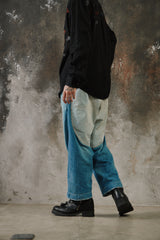 Porter Classic Hickory Denim Kendo Pants 藍染條紋拼接牛仔寬褲