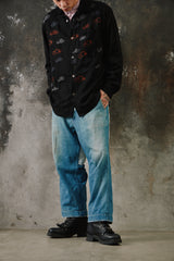 Porter Classic Hickory Denim Kendo Pants 藍染條紋拼接牛仔寬褲