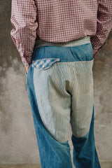 Porter Classic Hickory Denim Kendo Pants 藍染條紋拼接牛仔寬褲