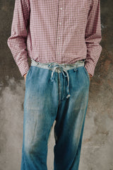 Porter Classic Hickory Denim Kendo Pants 藍染條紋拼接牛仔寬褲