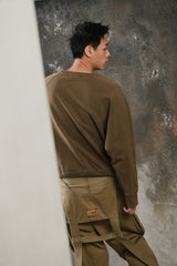 Gosha Rubchinskiy 18AW Velcro Detail Sweatshirt Olive 俄羅斯設計師品牌 魔鬼氈棉質落肩軍綠衛衣