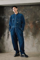 Porter Classic STEINBECK DENIM COVERALLS 藍染棉質格子拼接連身衣