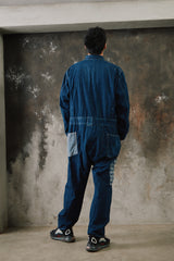 Porter Classic STEINBECK DENIM COVERALLS 藍染棉質格子拼接連身衣