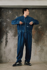 Porter Classic STEINBECK DENIM COVERALLS 藍染棉質格子拼接連身衣