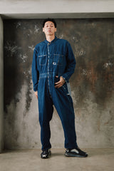 Porter Classic STEINBECK DENIM COVERALLS 藍染棉質格子拼接連身衣