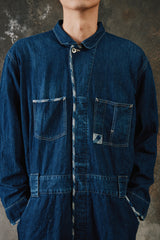 Porter Classic STEINBECK DENIM COVERALLS 藍染棉質格子拼接連身衣