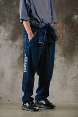 Porter Classic STEINBECK DENIM COVERALLS 藍染棉質格子拼接連身衣