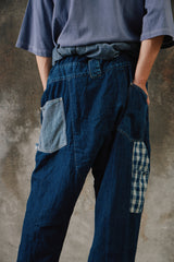 Porter Classic STEINBECK DENIM COVERALLS 藍染棉質格子拼接連身衣