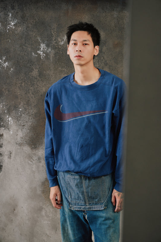 Vintage 90s Nike Big Swoosh Crewneck Sweatshirt Navy USA 90年代美製 藍色大勾勾 圓領衛衣