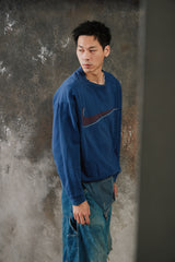 Vintage 90s Nike Big Swoosh Crewneck Sweatshirt Navy USA 90年代美製 藍色大勾勾 圓領衛衣