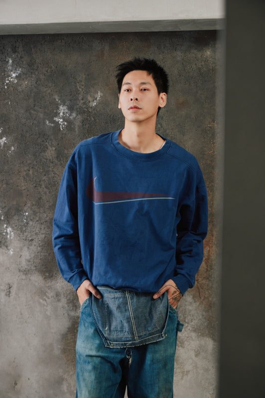 Vintage 90s Nike Big Swoosh Crewneck Sweatshirt Navy USA 90年代美製 藍色大勾勾 圓領衛衣