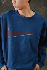 Vintage 90s Nike Big Swoosh Crewneck Sweatshirt Navy USA 90年代美製 藍色大勾勾 圓領衛衣