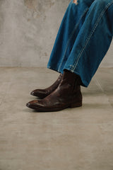 J.Lindeberg Made in Portugal Chestnut Brown Leather Boots葡萄牙製 金屬飾鈕側拉鍊深棕牛皮踝靴