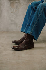 J.Lindeberg Made in Portugal Chestnut Brown Leather Boots葡萄牙製 金屬飾鈕側拉鍊深棕牛皮踝靴