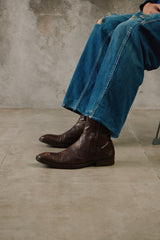 J.Lindeberg Made in Portugal Chestnut Brown Leather Boots葡萄牙製 金屬飾鈕側拉鍊深棕牛皮踝靴