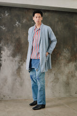 Blue White Stripe Loose Long Jacket 藍白細條紋寬鬆大衣