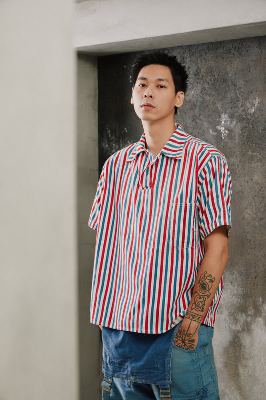 1940s-50s Retgap-Thalheimer Co. Ivy League Yale Reunion PULLover Striped Shirt 耶魯大學校友聚會條紋套頭衫短袖古著襯衫