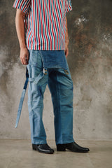1950~60’s “Beau-Fort” French Indigo Moleskin Dungarees Overalls 古著法國工裝藍染鼴鼠皮吊帶褲 Boro縫補