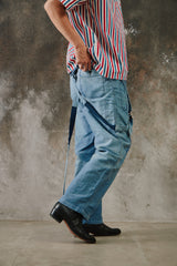 1950~60’s “Beau-Fort” French Indigo Moleskin Dungarees Overalls 古著法國工裝藍染鼴鼠皮吊帶褲 Boro縫補