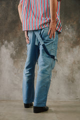 1950~60’s “Beau-Fort” French Indigo Moleskin Dungarees Overalls 古著法國工裝藍染鼴鼠皮吊帶褲 Boro縫補