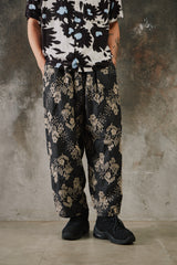 My Beautiful Landlet ORIGINAL FLOWER JACQUARD EASY PANTS 日本設計師品牌 黑色花卉提花寬鬆休閒褲