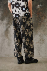 My Beautiful Landlet ORIGINAL FLOWER JACQUARD EASY PANTS 日本設計師品牌 黑色花卉提花寬鬆休閒褲