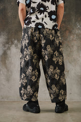My Beautiful Landlet ORIGINAL FLOWER JACQUARD EASY PANTS 日本設計師品牌 黑色花卉提花寬鬆休閒褲