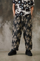 My Beautiful Landlet ORIGINAL FLOWER JACQUARD EASY PANTS 日本設計師品牌 黑色花卉提花寬鬆休閒褲