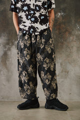 My Beautiful Landlet ORIGINAL FLOWER JACQUARD EASY PANTS 日本設計師品牌 黑色花卉提花寬鬆休閒褲