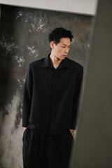 1dyll Loose Blazer Jacket - Black 台灣設計師品牌 黑色襯衫領寬鬆西裝外套