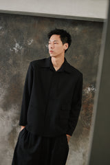 1dyll Loose Blazer Jacket - Black 台灣設計師品牌 黑色襯衫領寬鬆西裝外套