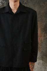 1dyll Loose Blazer Jacket - Black 台灣設計師品牌 黑色襯衫領寬鬆西裝外套