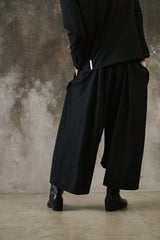 Ground Y Yohji Yamamoto Balloon Crow Pants 山本耀司支線 黑色羊毛混紡 烏鴉褲