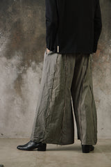 NOT CONVENTIONAL ONE OFF Deconstructed Plaid Hakama Pants 日本設計師品牌 解構重製毛邊格紋西裝寬褲