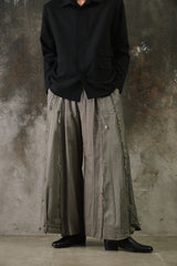 NOT CONVENTIONAL ONE OFF Deconstructed Plaid Hakama Pants 日本設計師品牌 解構重製毛邊格紋西裝寬褲