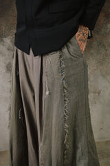 NOT CONVENTIONAL ONE OFF Deconstructed Plaid Hakama Pants 日本設計師品牌 解構重製毛邊格紋西裝寬褲