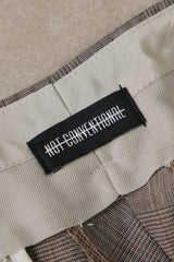 NOT CONVENTIONAL ONE OFF Deconstructed Plaid Hakama Pants 日本設計師品牌 解構重製毛邊格紋西裝寬褲