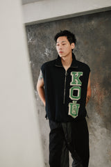 KAPITAL 30/- Fleece Kountry Half-Zip Vest Black 日本工藝品牌 學院風復古半拉鏈棉質背心