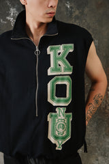 KAPITAL 30/- Fleece Kountry Half-Zip Vest Black 日本工藝品牌 學院風復古半拉鏈棉質背心