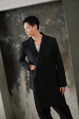 Ground Y Yohji Yamamoto Asymmetrical Jacket Black 山本耀司支線 黑色不對稱剪裁西裝大衣