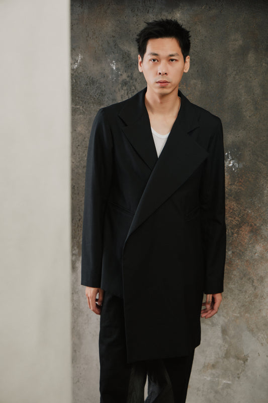 Ground Y Yohji Yamamoto Asymmetrical Jacket Black 山本耀司支線 黑色不對稱剪裁西裝大衣
