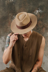 Brixton Messer Fedora Wool Felt Hat - Tan 美國加州品牌 羊毛氈寬檐紳士帽淺棕色