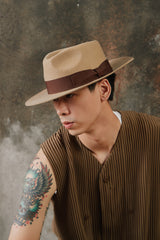 Brixton Messer Fedora Wool Felt Hat - Tan 美國加州品牌 羊毛氈寬檐紳士帽淺棕色