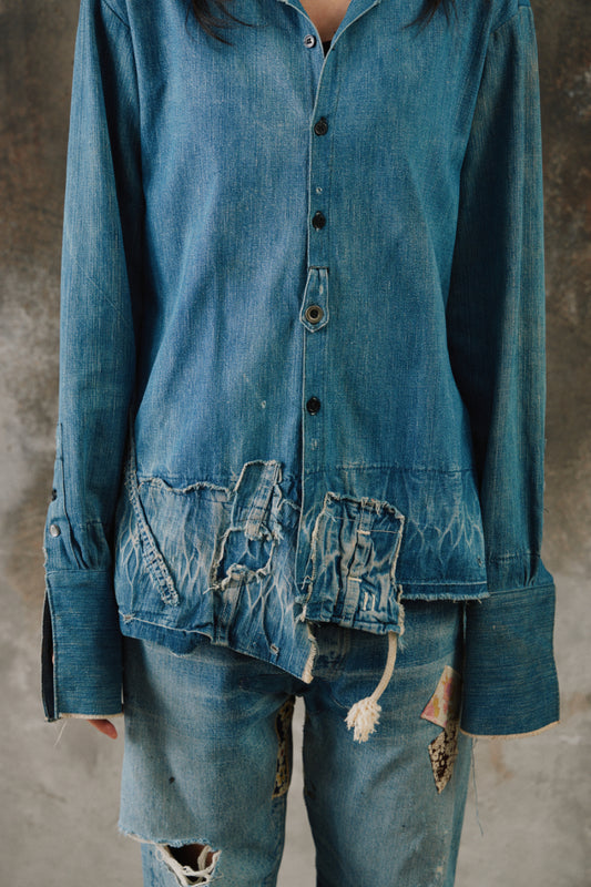 Greg Lauren Reconstructed Denim Shirt 美國高端設計師品牌 解構重組丹寧襯衫